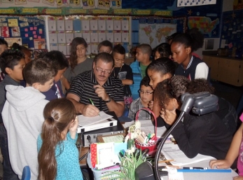 David demonstrates how to collect information and record it in the log book.