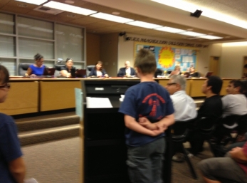 The BOE looks on as Josh presents the DGES ARC.